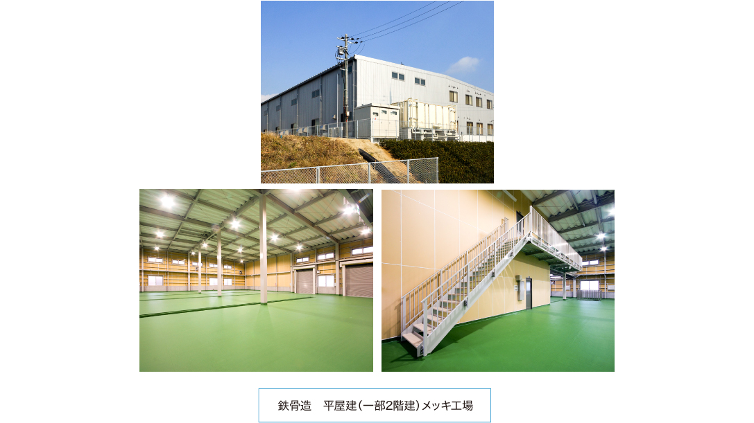鉄骨造　平屋建（一部2階建）メッキ工場